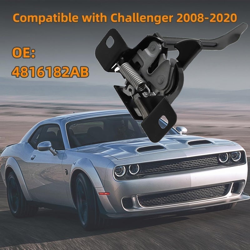 Jecoupoon Front Hood Lock Latch Compatible with Challenger 2008-2023, Black Metal Powder Coated, MOUNT_BRACKET, 4816182AB - Image 3